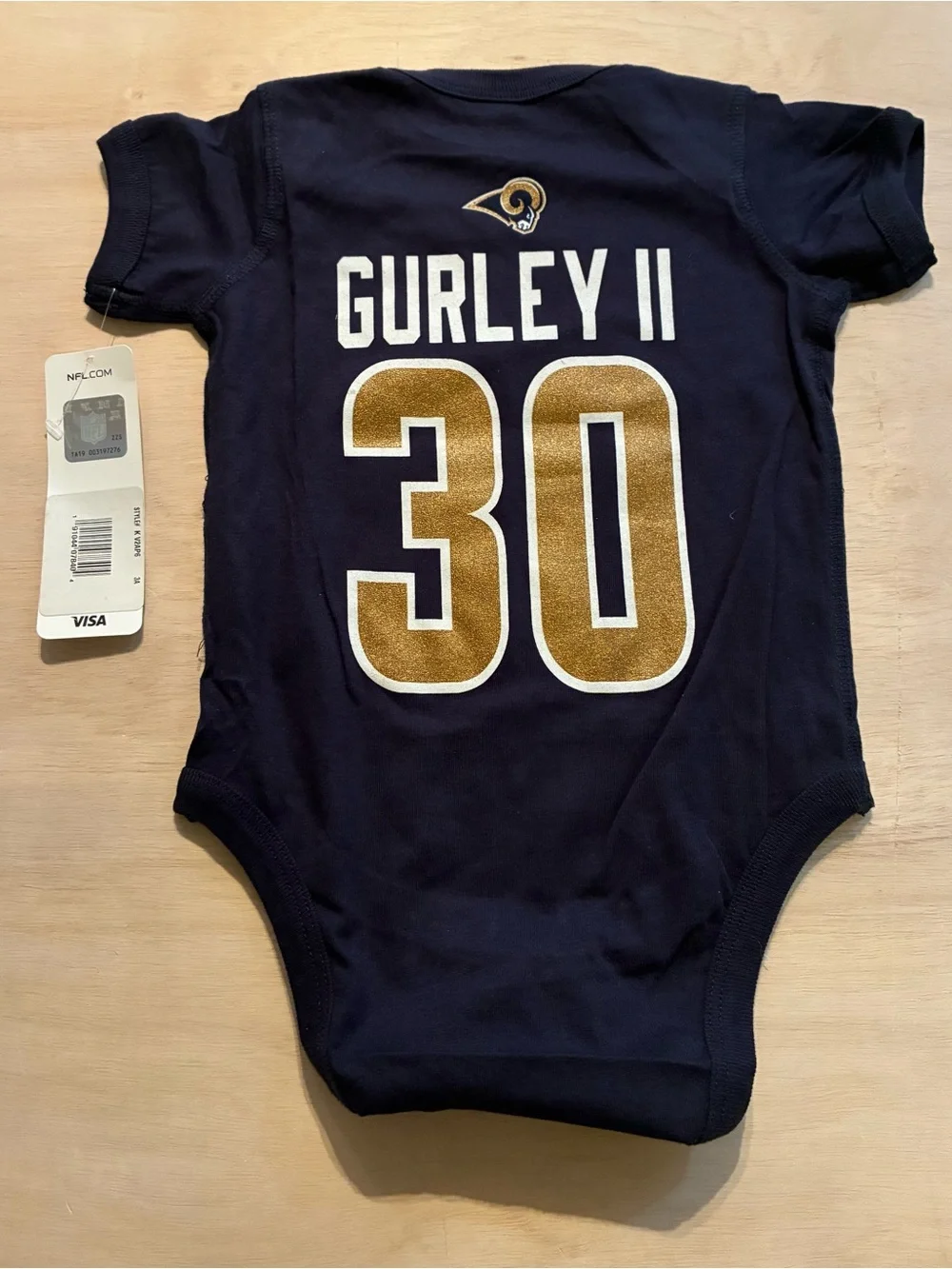 NFL Baby Los Angeles Rams Onesie 12 Month Navy Blue 100% Cotton